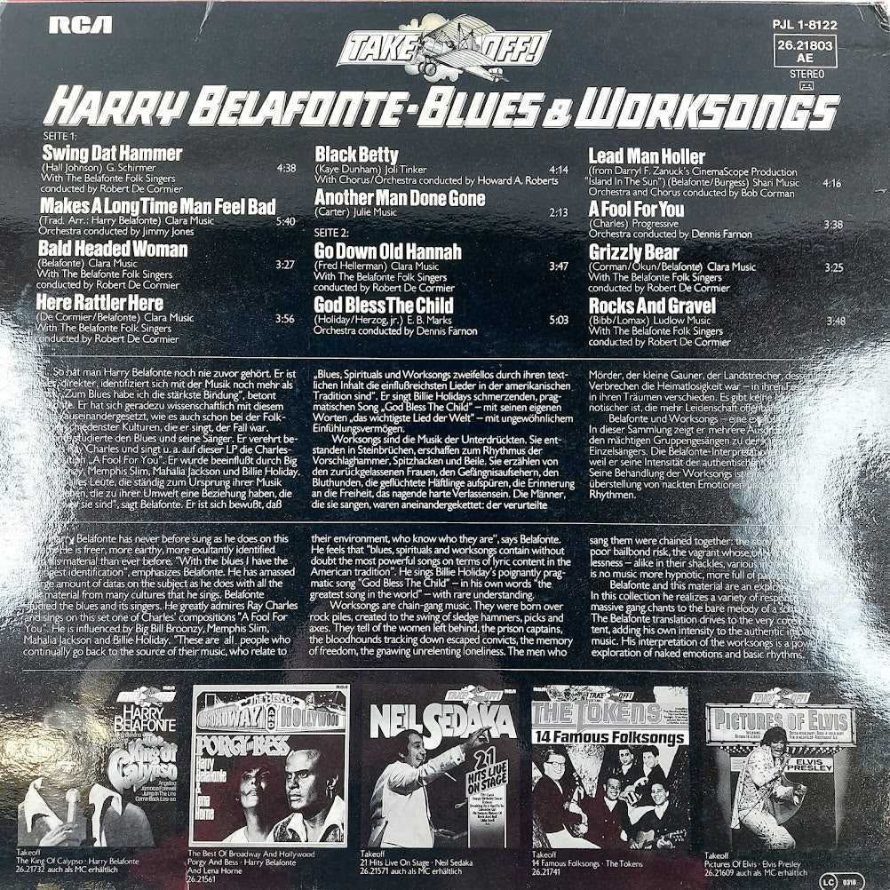Harry Belafonte Blues & Worksongs Take Off-vinyyli - Image 2