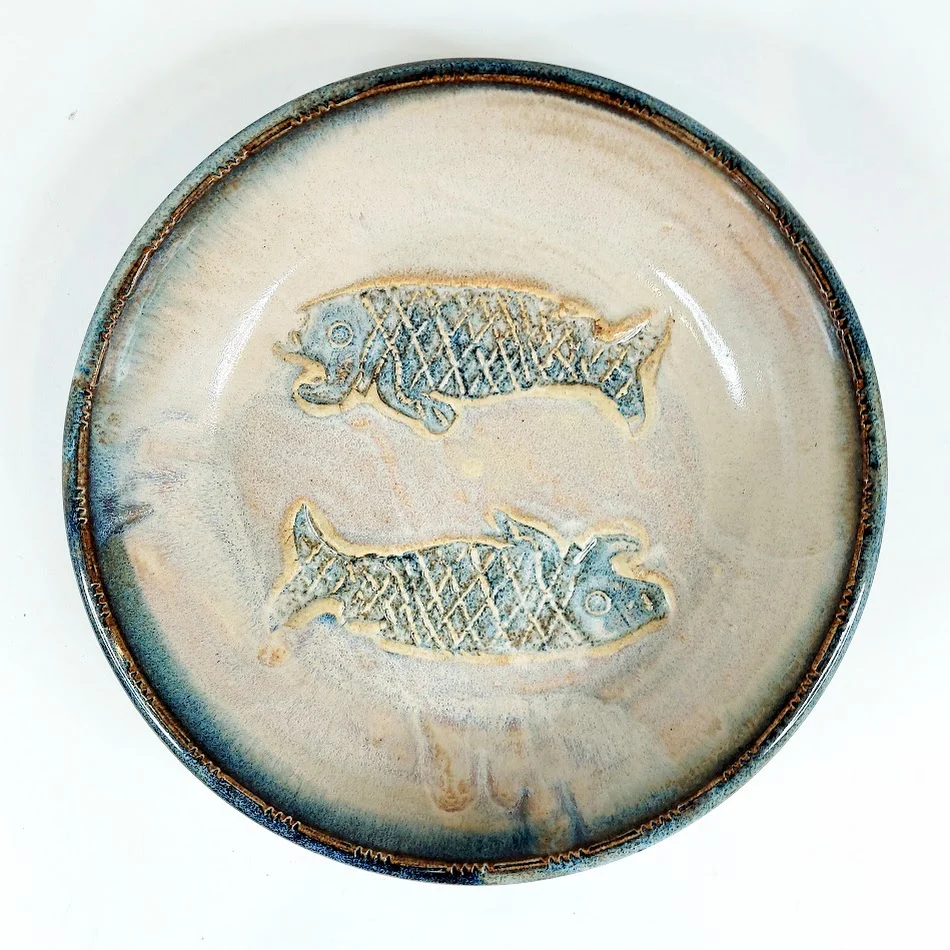 Keraaminen kulho kalakuviolla 21 cm - Image 2