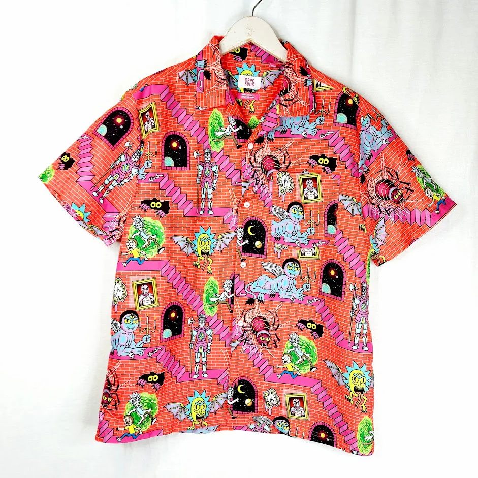 OppoSuits Rick & Morty lyhythihainen kauluspaita koko L
