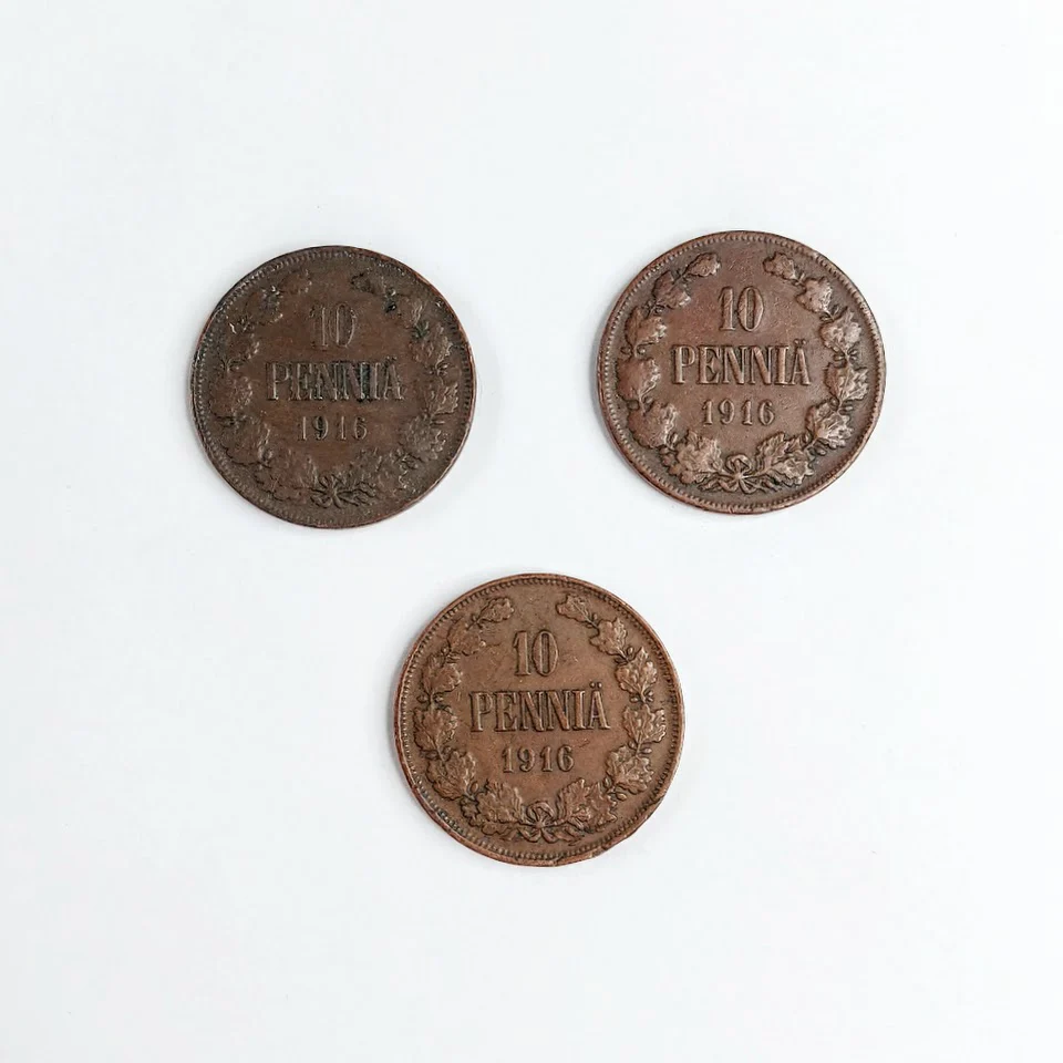 Suomen suuriruhtinaskunta 10 penniä 1916 3 kpl